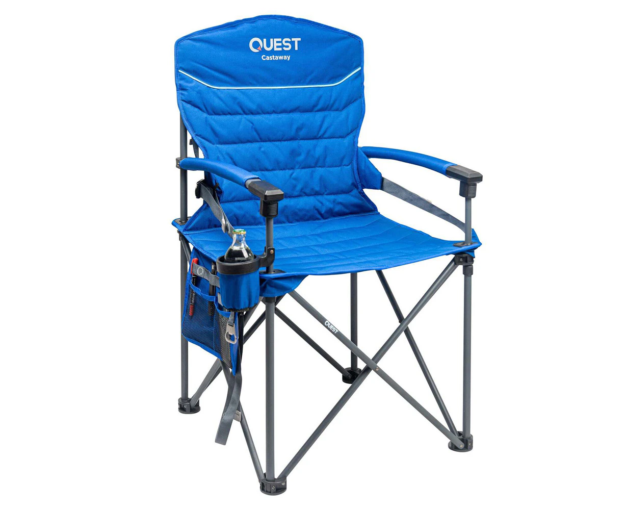 Quest Outdoors Castaway Hard Arm Camp Chair Hiking/Picnic Seat Regal Blue