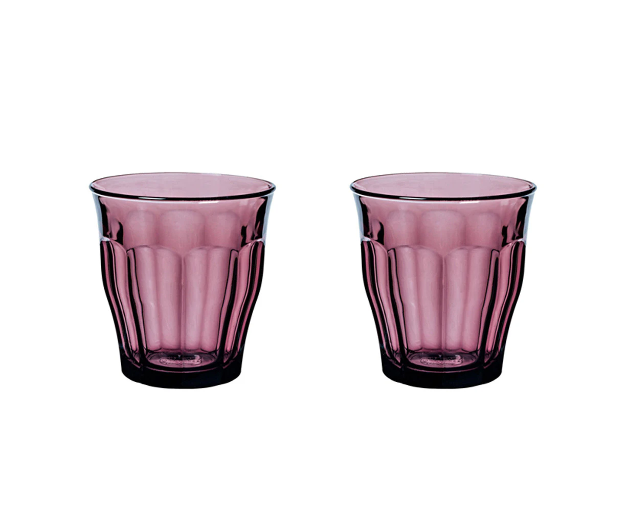 2x 4pc Duralex Picardie 250ml Glass Tumbler Drinking Water/Juice Cup Set Plum