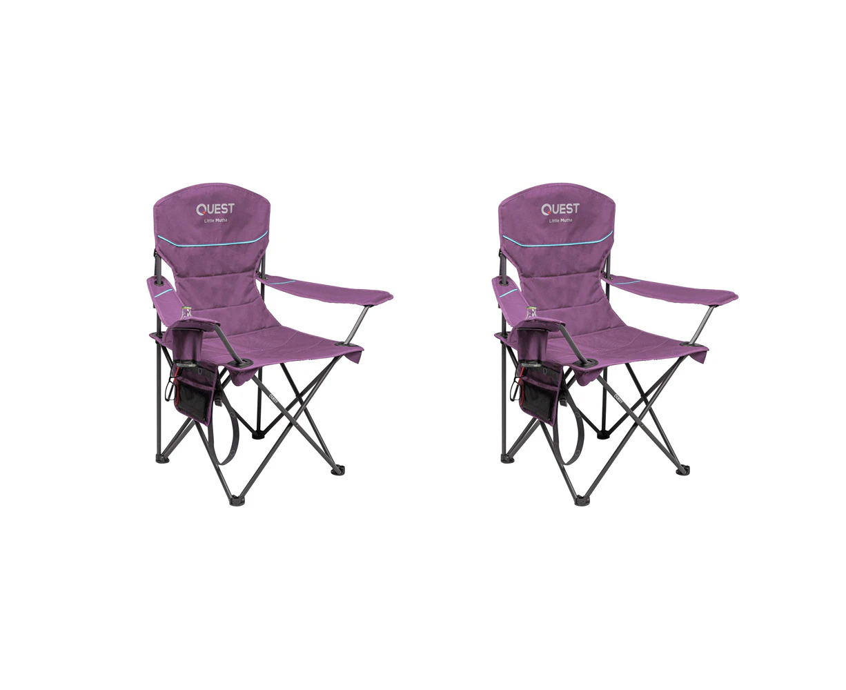 2x Quest Outdoors Steel Frame/Polyester Little Mutha Folding Camp Chair Purple