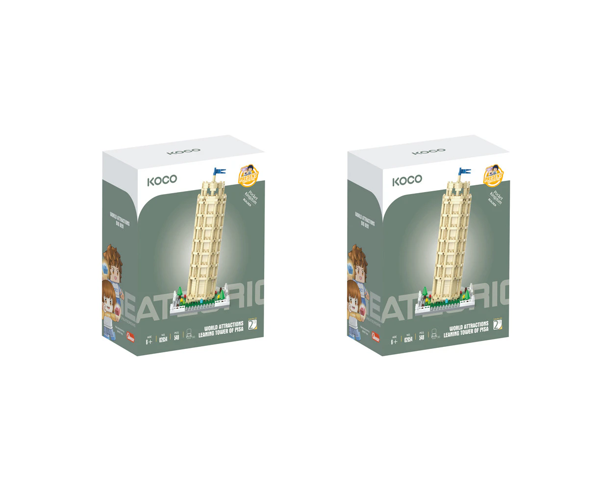 2x 548pc Koco Leaning Tower of Pisa Kids/Children Building Bricks/Blocks Toy 6y+