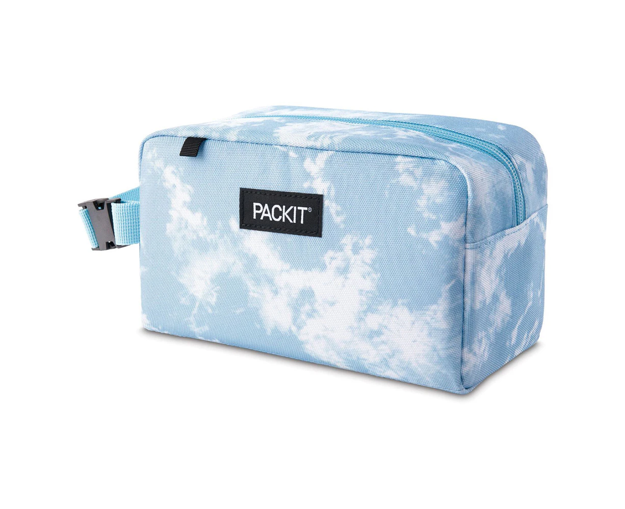 PackIt Freezable Polycanvas Snack Box Bag Storage Pouch Rect 23cm Blue Sky