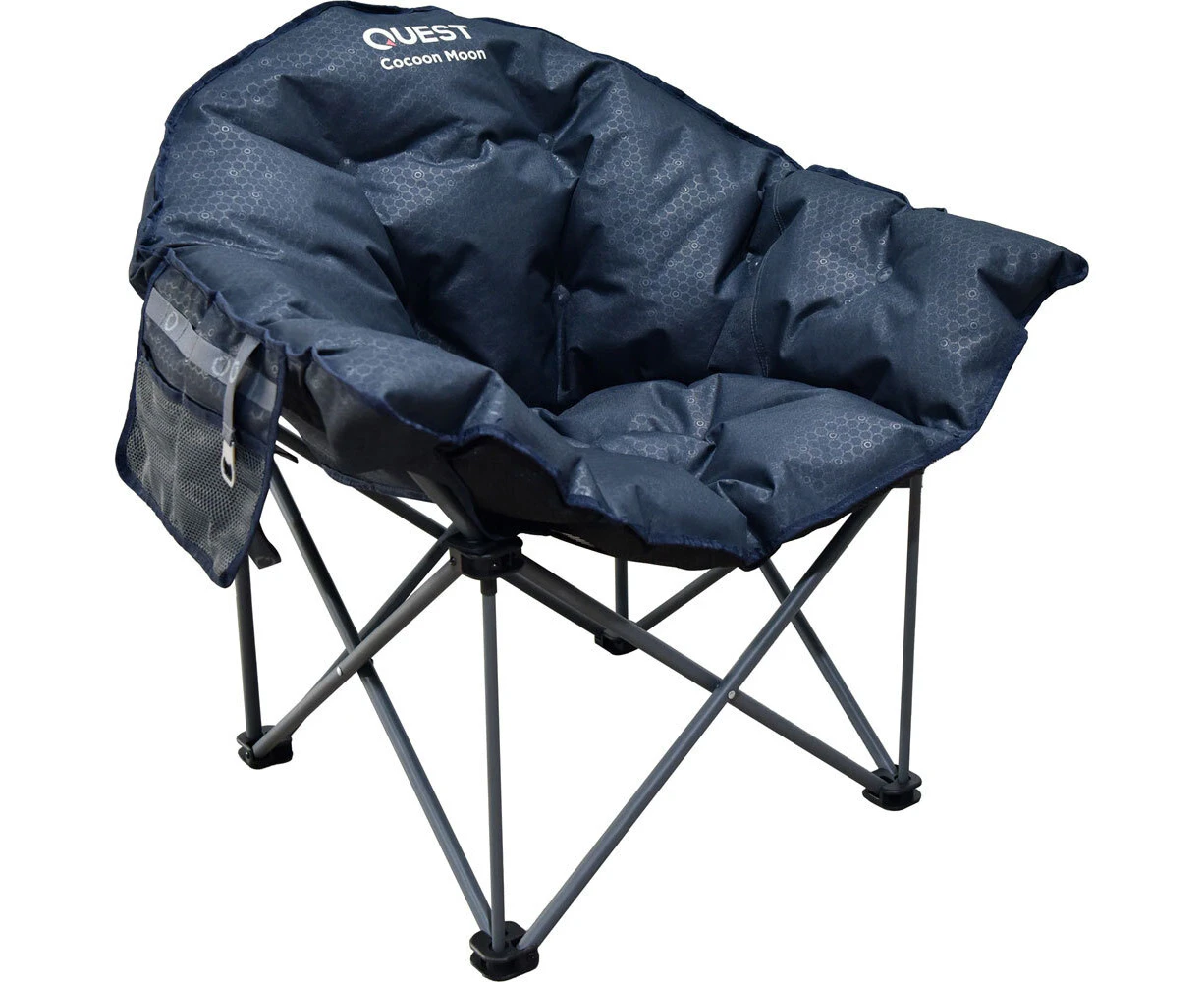 Quest Outdoors Steel Frame Polyester Cocoon Moon Camping Chair Midnight Blue