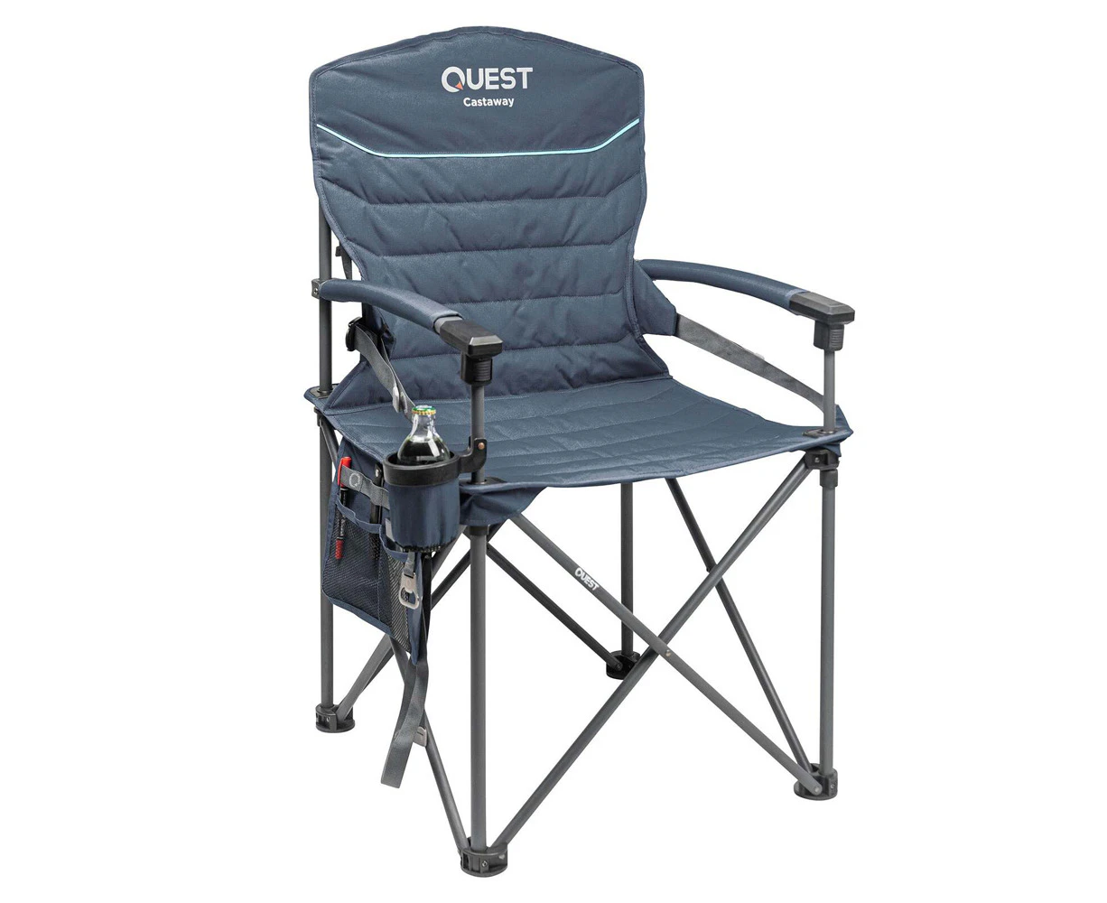 Quest Outdoors Castaway Hard Arm Camping Chair Hiking/Picnic Seat Midnight