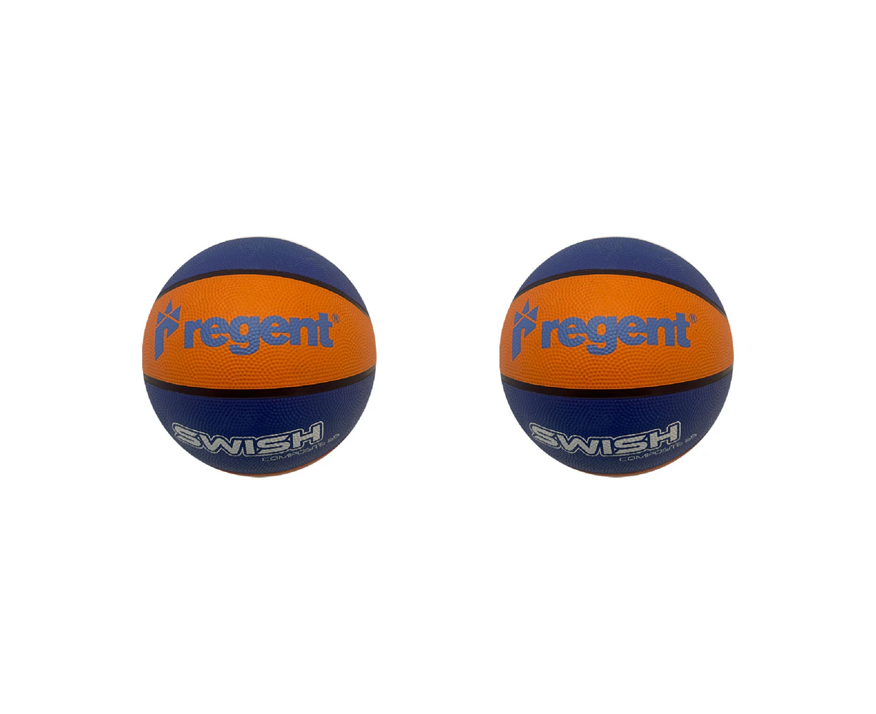 2x Regent Swish Indoor/Outdoor Basketball Size 5 Synthetic Rubber ORG/BLU