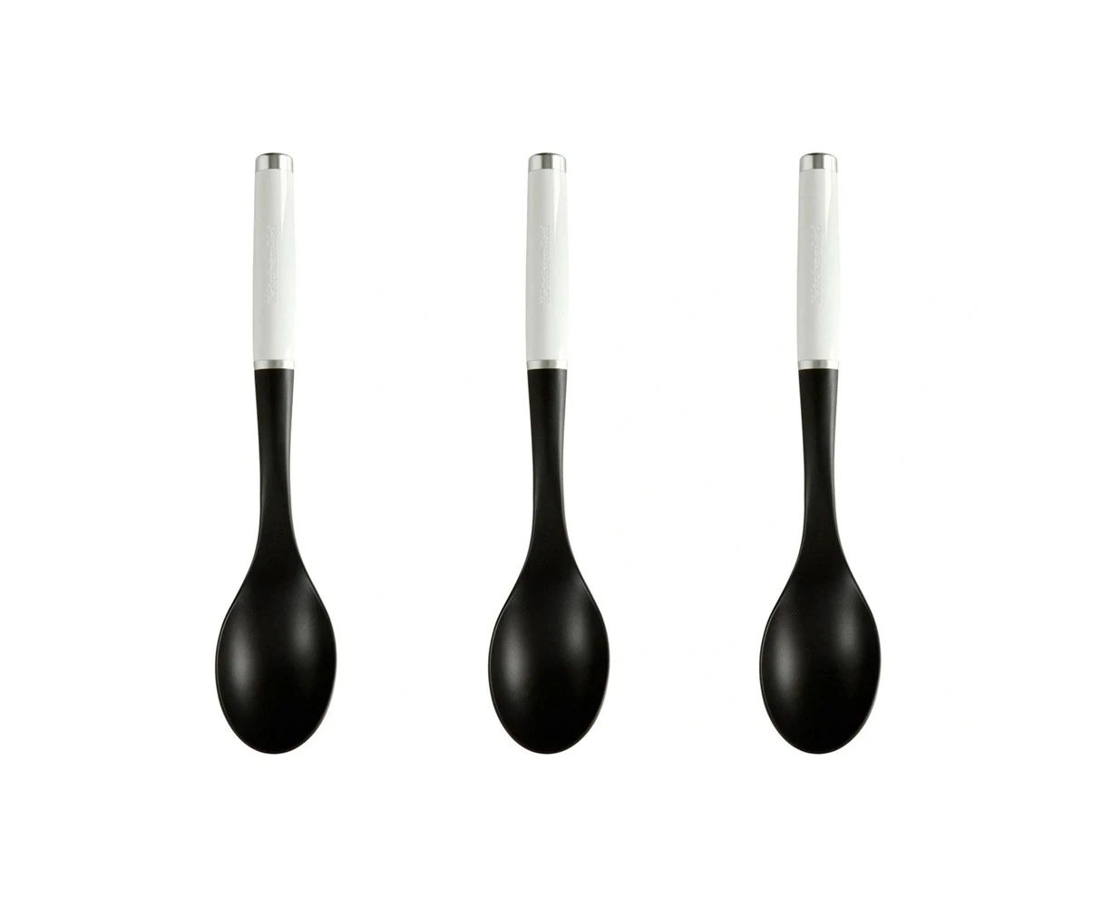 3x KitchenAid Basting Spoon Nylon/Plastic Kitchen Cooking Utensil 13cm White