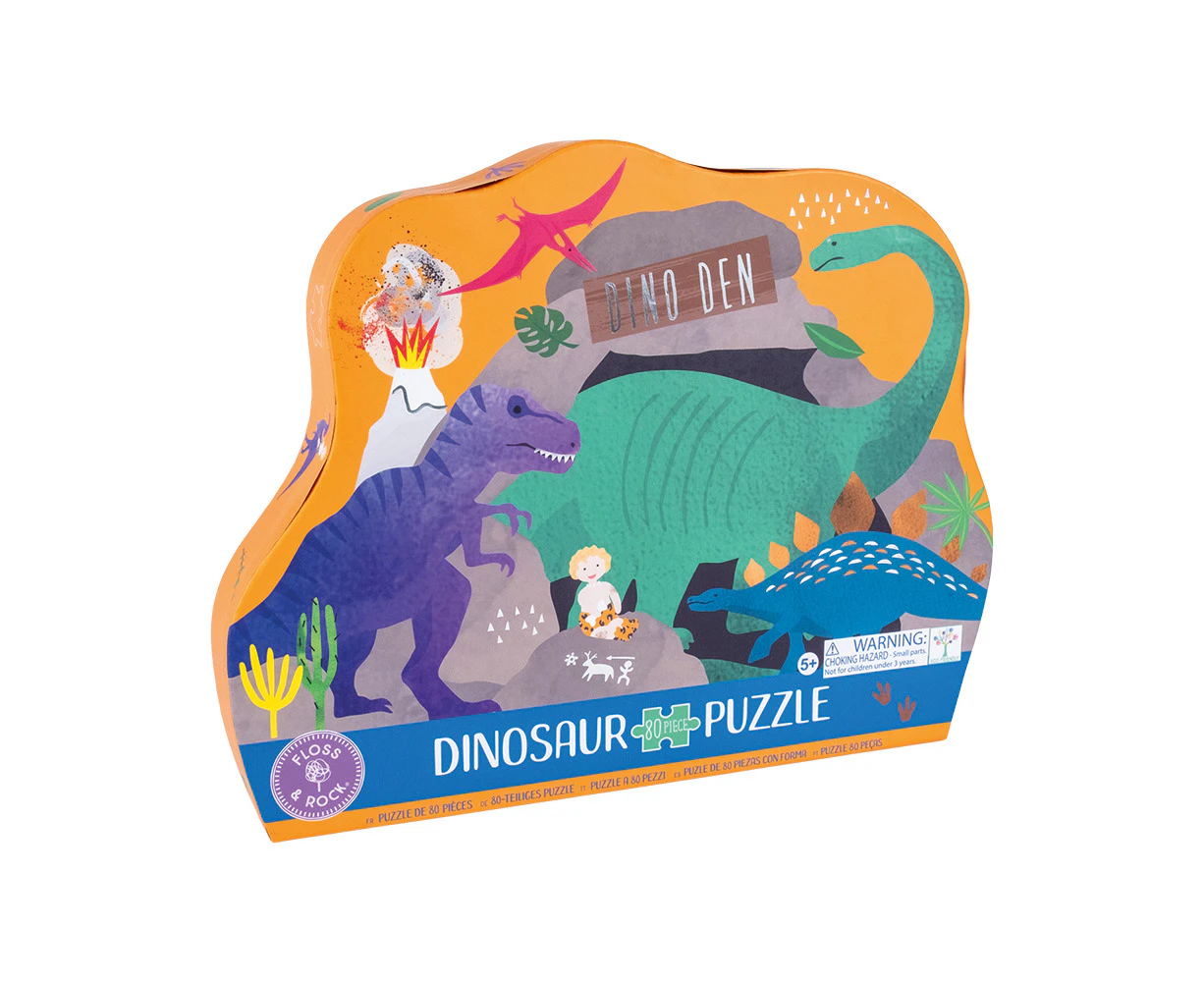 80pc Floss & Rock Shaped Jigsaw Puzzle 54x34cm Dinosaur Educational Game 5+