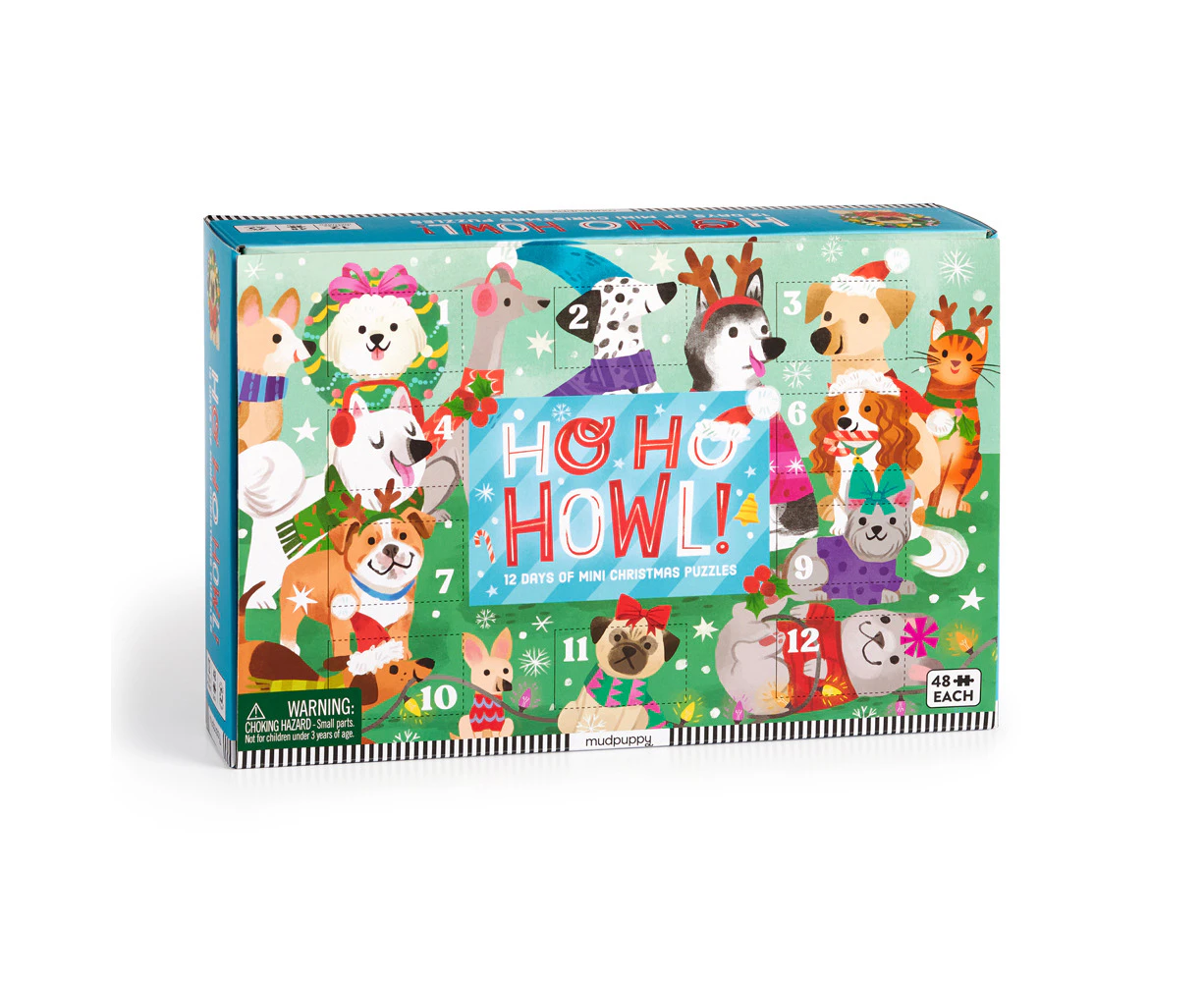 Mudpuppy Kids Mini Jigsaw Puzzles Advent Calendar 10x15cm Ho Ho Howl 3y+