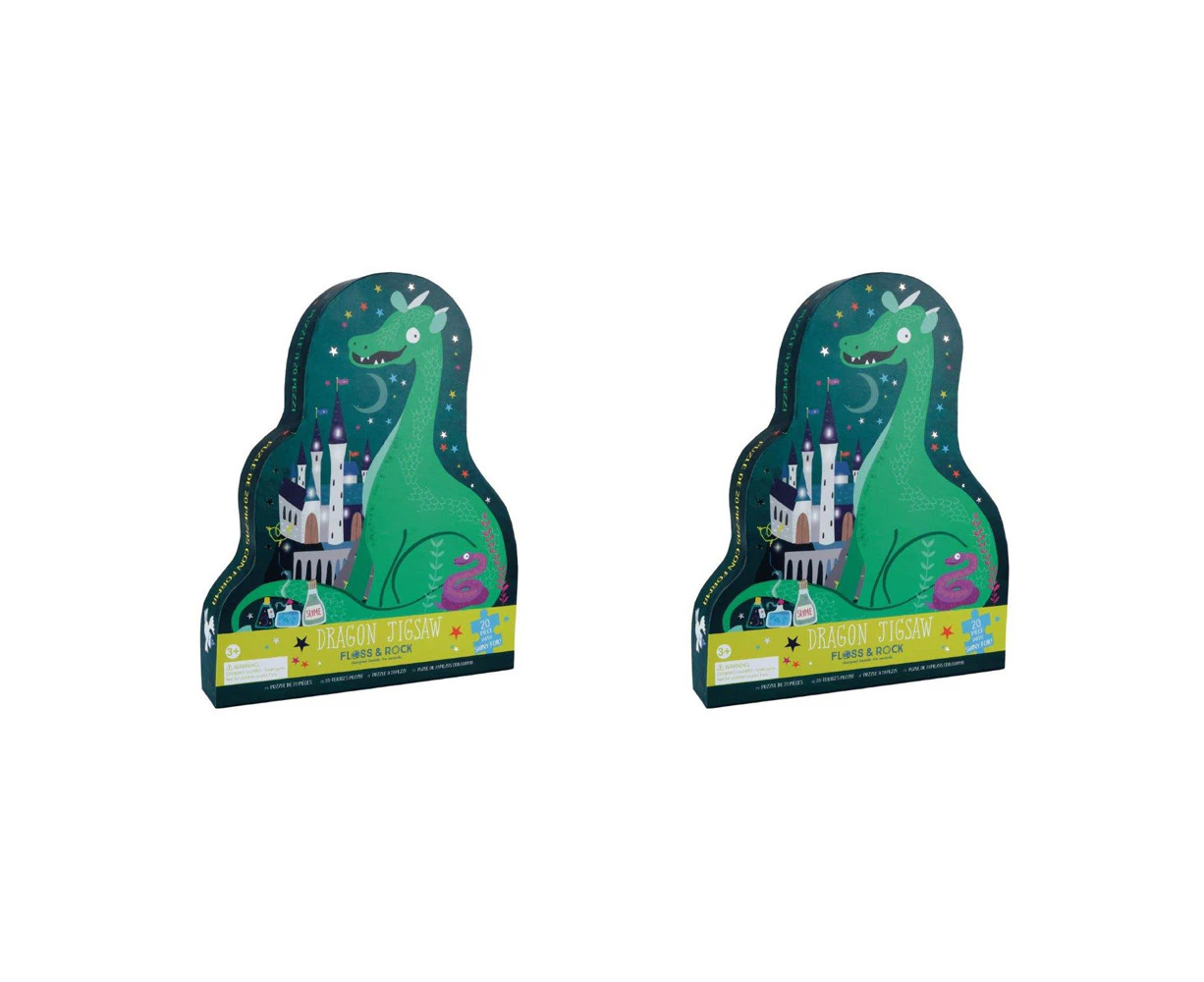 2x 20pc Floss & Rock Shaped Jigsaw Puzzle 34x41cm Spellbound Dragon Fun Game 3+