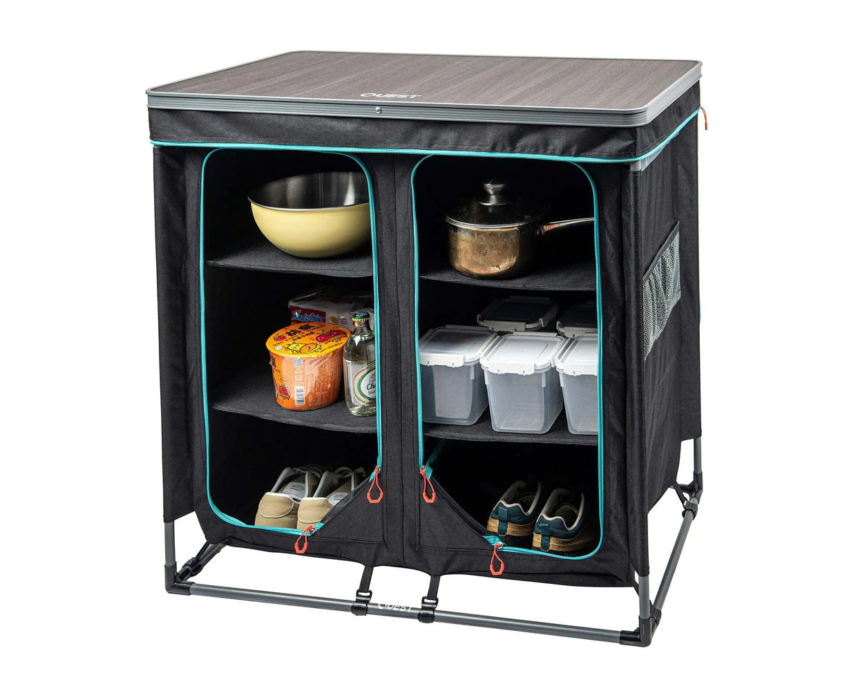 Quest Outdoors 86x48cm Pop Top 3 Shelf Double Camping Cupboard Furniture