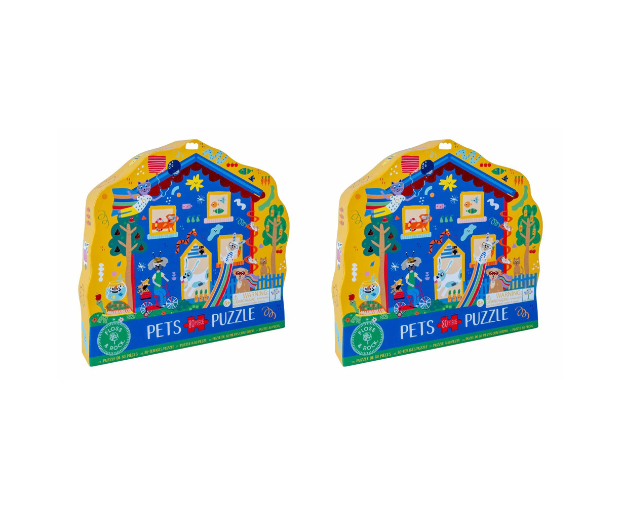 2x 80pc Floss & Rock Shaped Jigsaw Puzzle 38x33cm Pets Kids Educational Game 5+