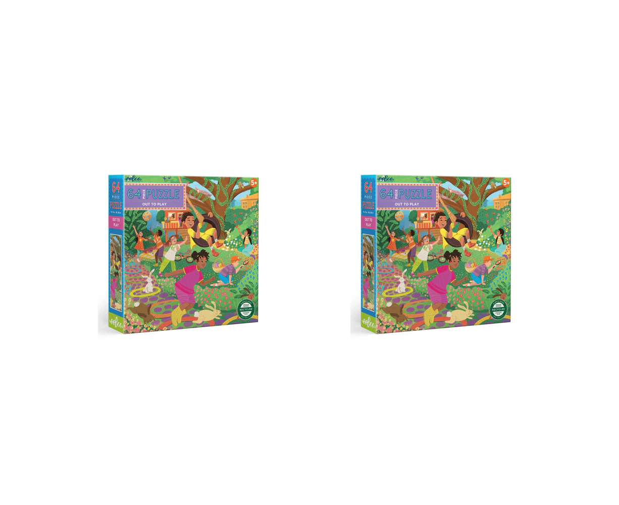 2x 64pc eeBoo Jigsaw Puzzle 38x38cm Kids Educational Play Game Out to Play 5+