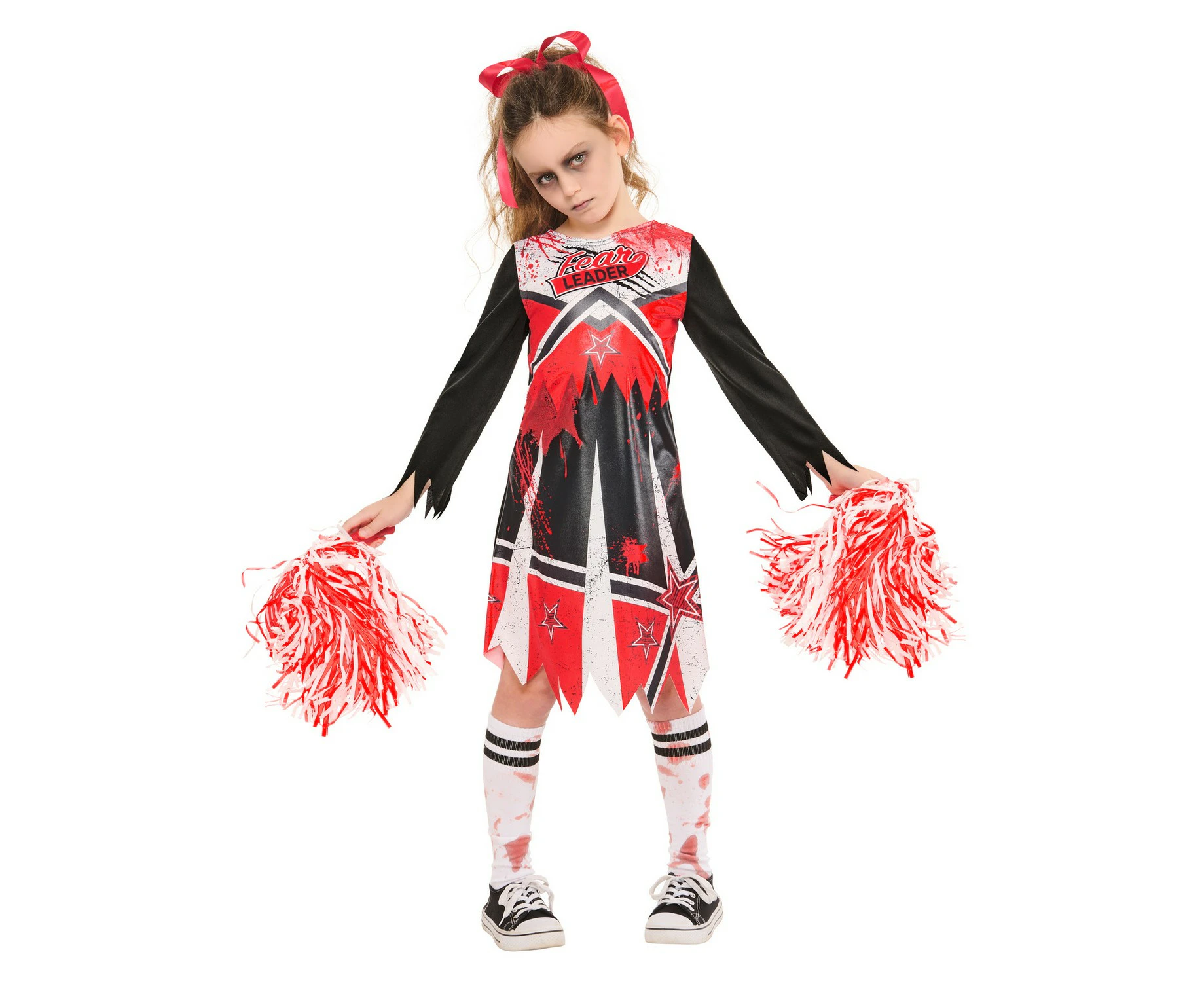 Bristol Novelty Girls Zombie Cheerleader Costume (Black/Red/White) - BN6127