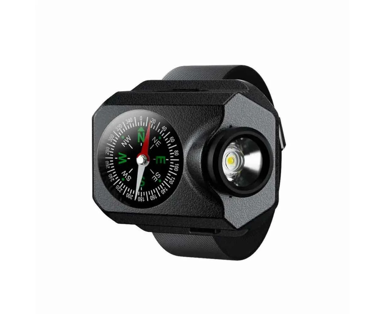 Mini Camping 2in1 Wrist Light Compass Outdoor Led Running Light Usb Rechargeable