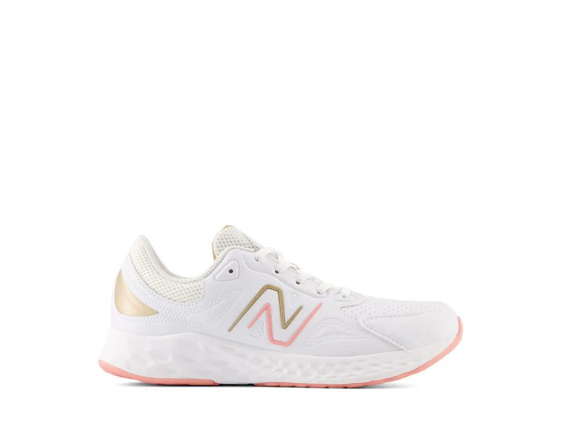 New Balance Youth Girls' Fresh Foam 76T V1 Running Shoes - White/Peach/Gold