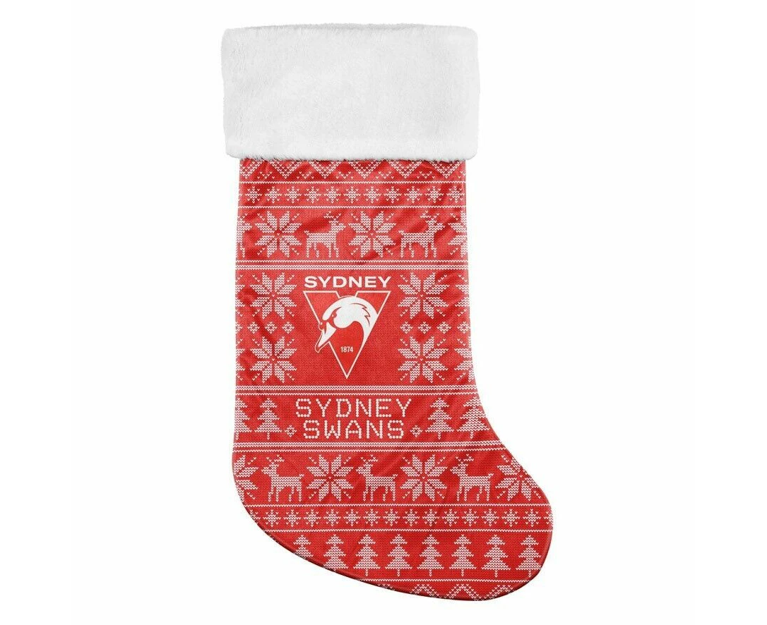 AFL Christmas Stocking - Sydney Swans - Sweater Print - XMAS