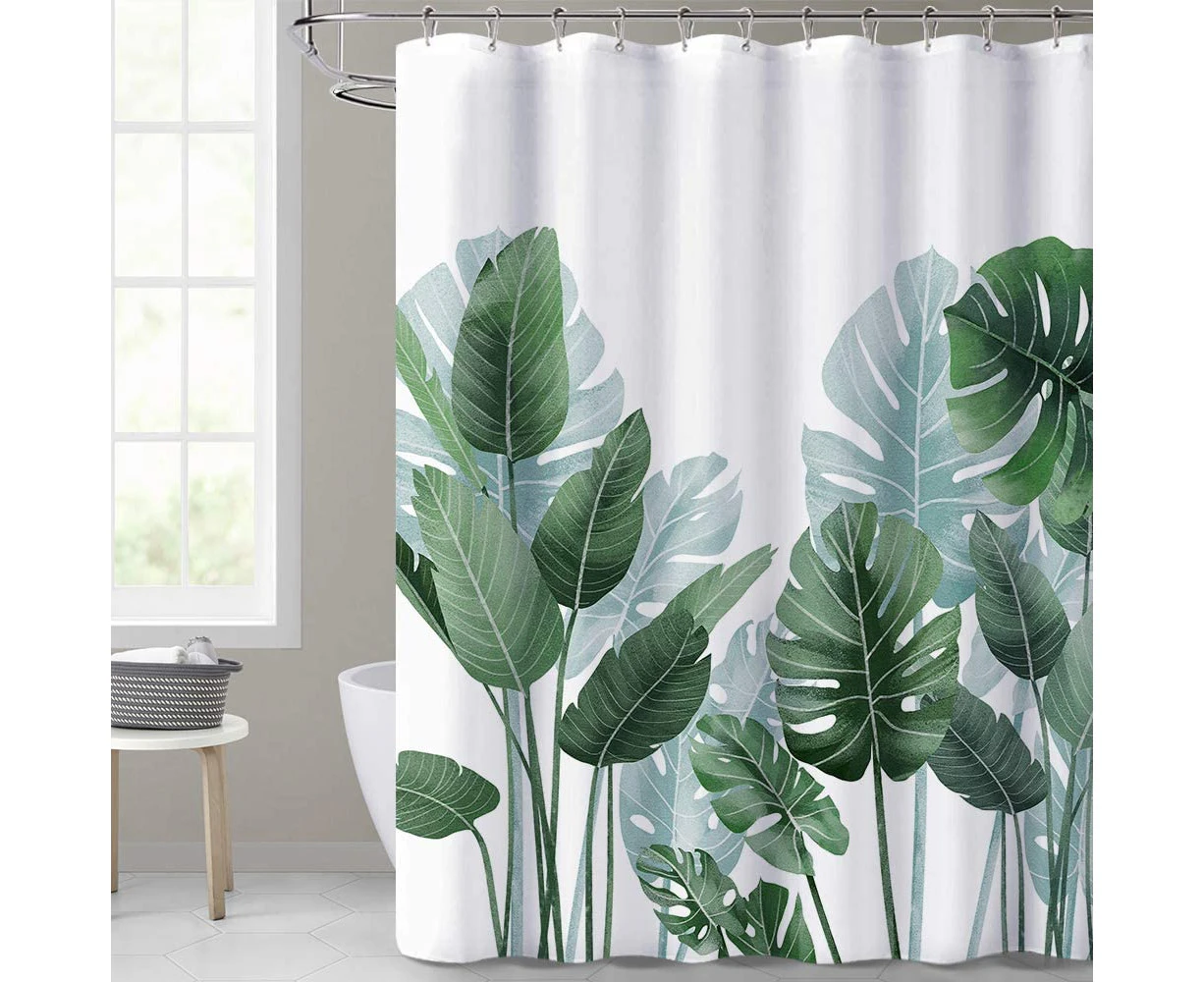 Modern-Shower Curtains for Bathroom - Tropical Leaves Plant on White Background Odorless Curtain for Bathroom Showers&Bathtubs，72x72 inches-W 72xL 72