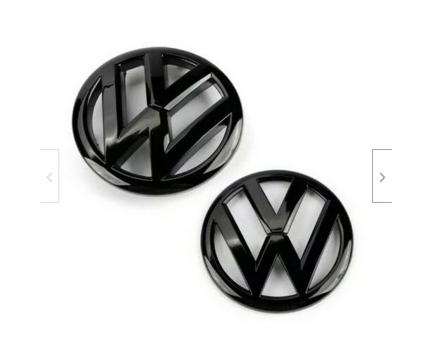 Gloss Black Front Grill & Rear Badge Emblem Set For Vw Volkwagen Polo 6c Mk5 2014-2017