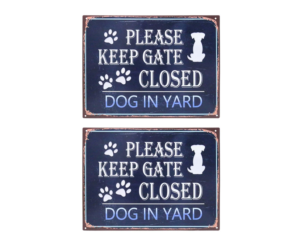 2x LVD Iron Gate Closed Sign/Signage Home/Garden Wall Hanging Decor 25x33cm