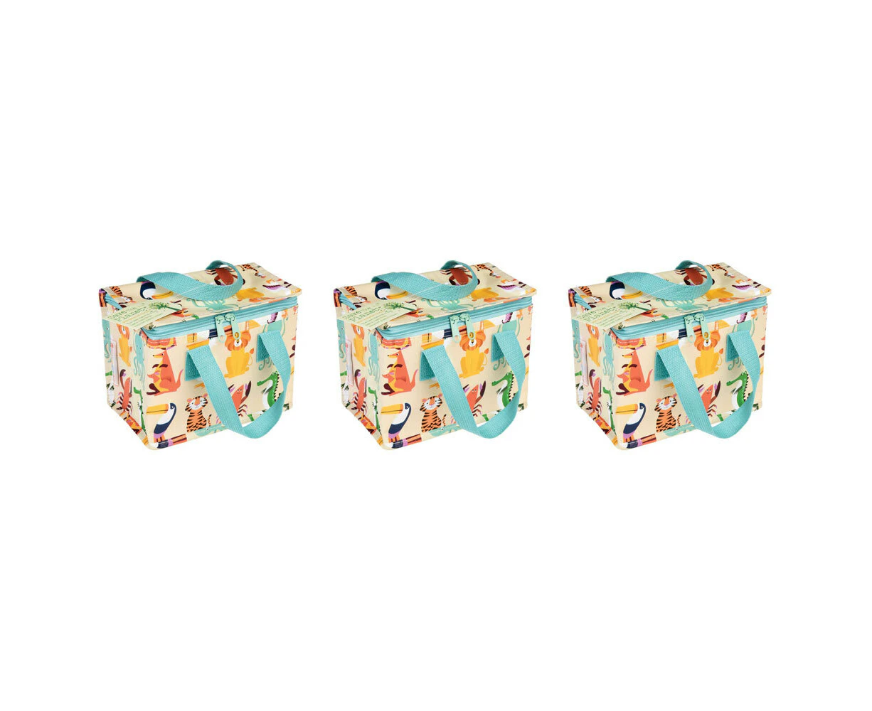 3x Rex London Kids Insulated Lunch Bag Storage 21x16cm Colourful Creatures