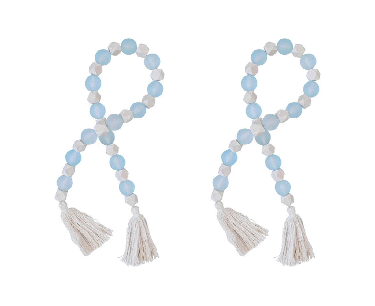 2x LVD Resin Bead Tassel Hanging Ornament Home/Lounge/Office Decor 90cm Sky