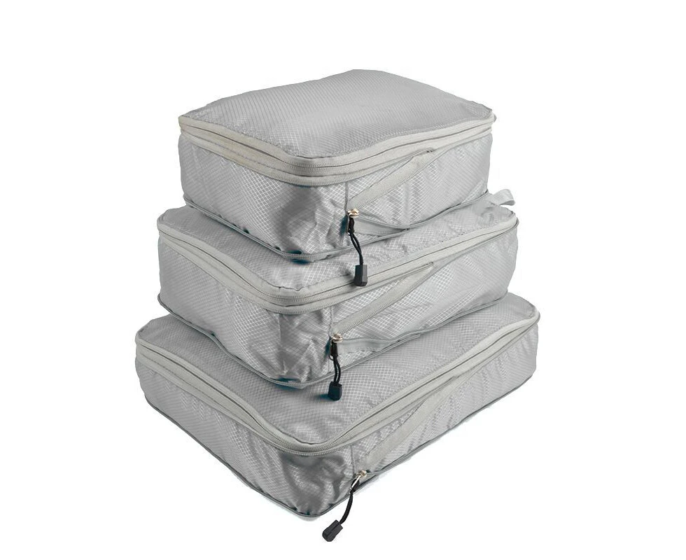 3 pcs set Compression Packing Cubes Travel Expandable Packing Organizers Grey