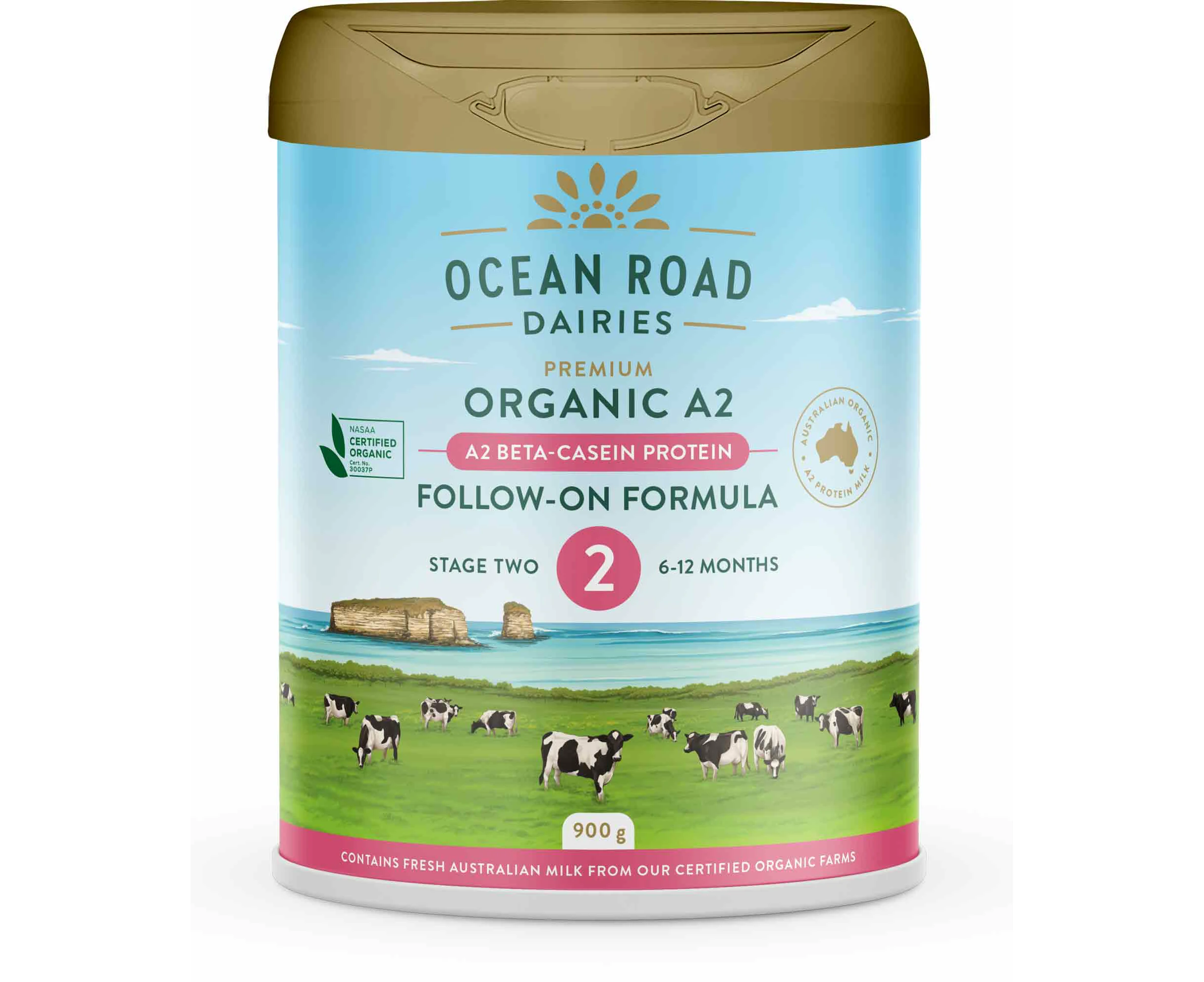 Ocean Road Dairies Organic A2 Protein Stage 2 Follow-On Formula for 6 to 12 Months Babies, 900g