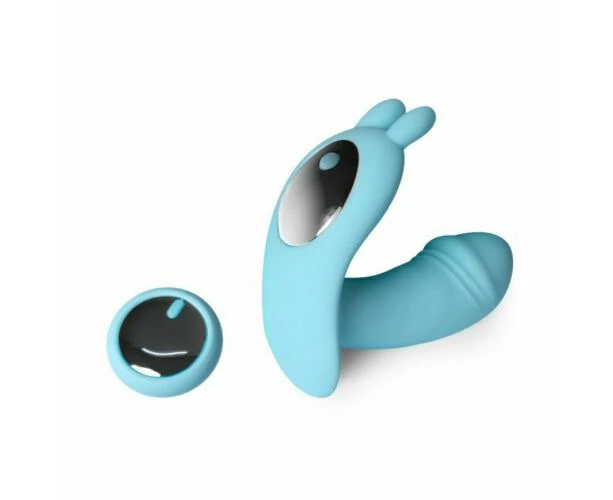 Remote Control Rabbit Vibrator USB  Wearable Dildo - Blue Pink