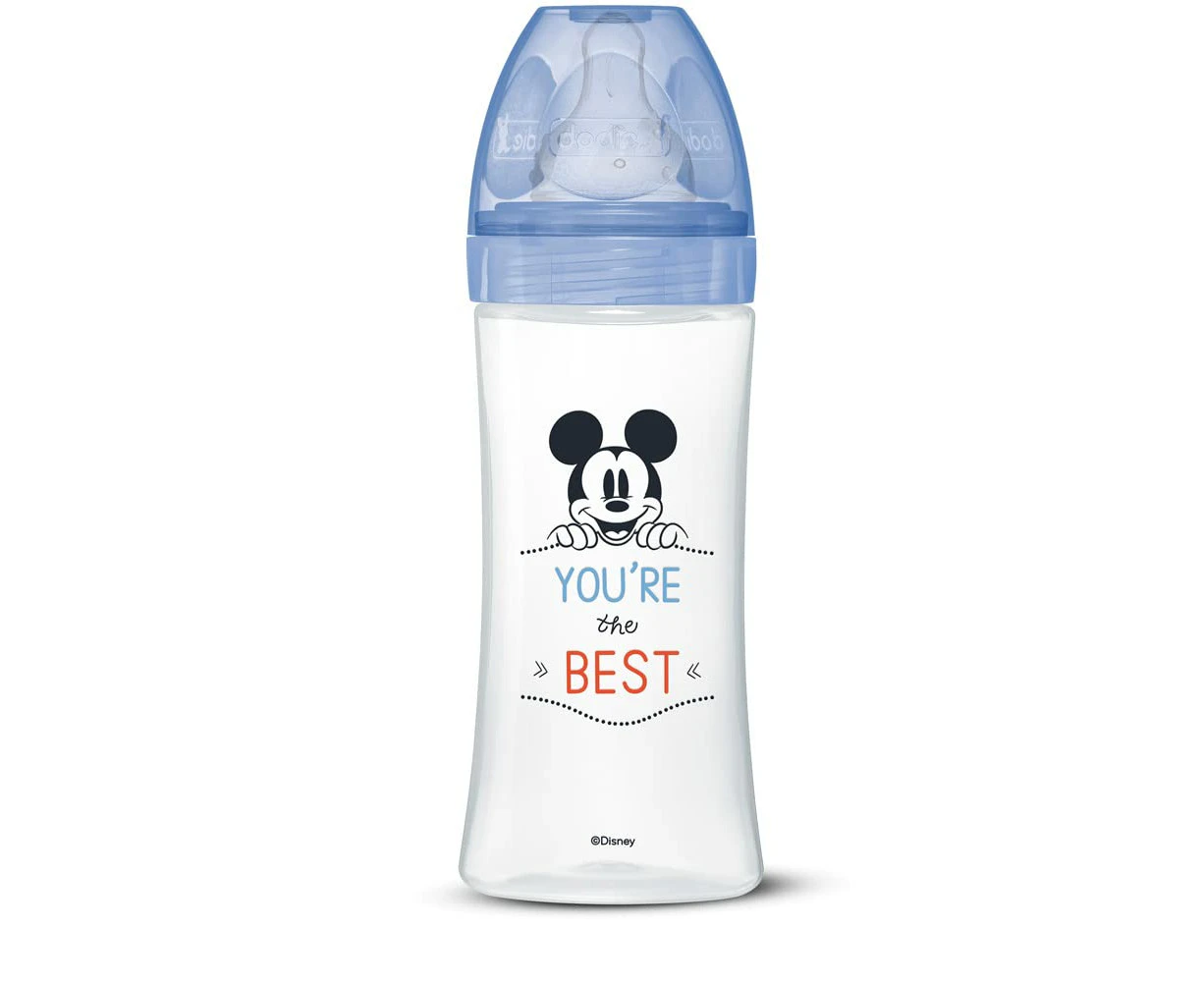 Dodie Initiation+ Anti-Colic Bottle, Mickey, 330 ml, 6 Months, Round Teat, Flow 3 - Perfect Gift for Kids