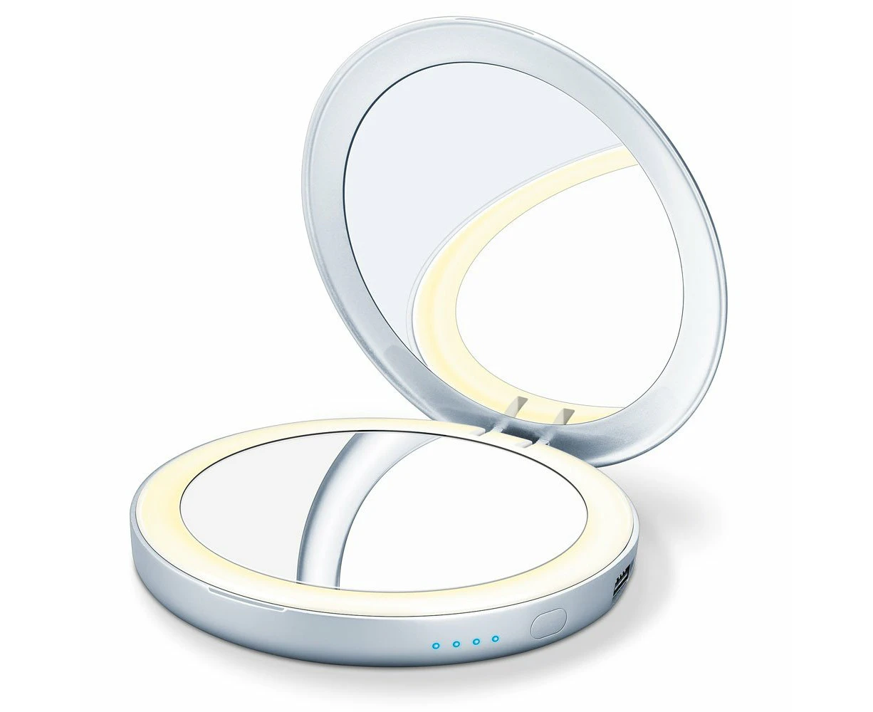 Beurer BS 39 Illuminated Cosmetic Mirror with Power Bank 2 Mirrors and Automatic Lighting