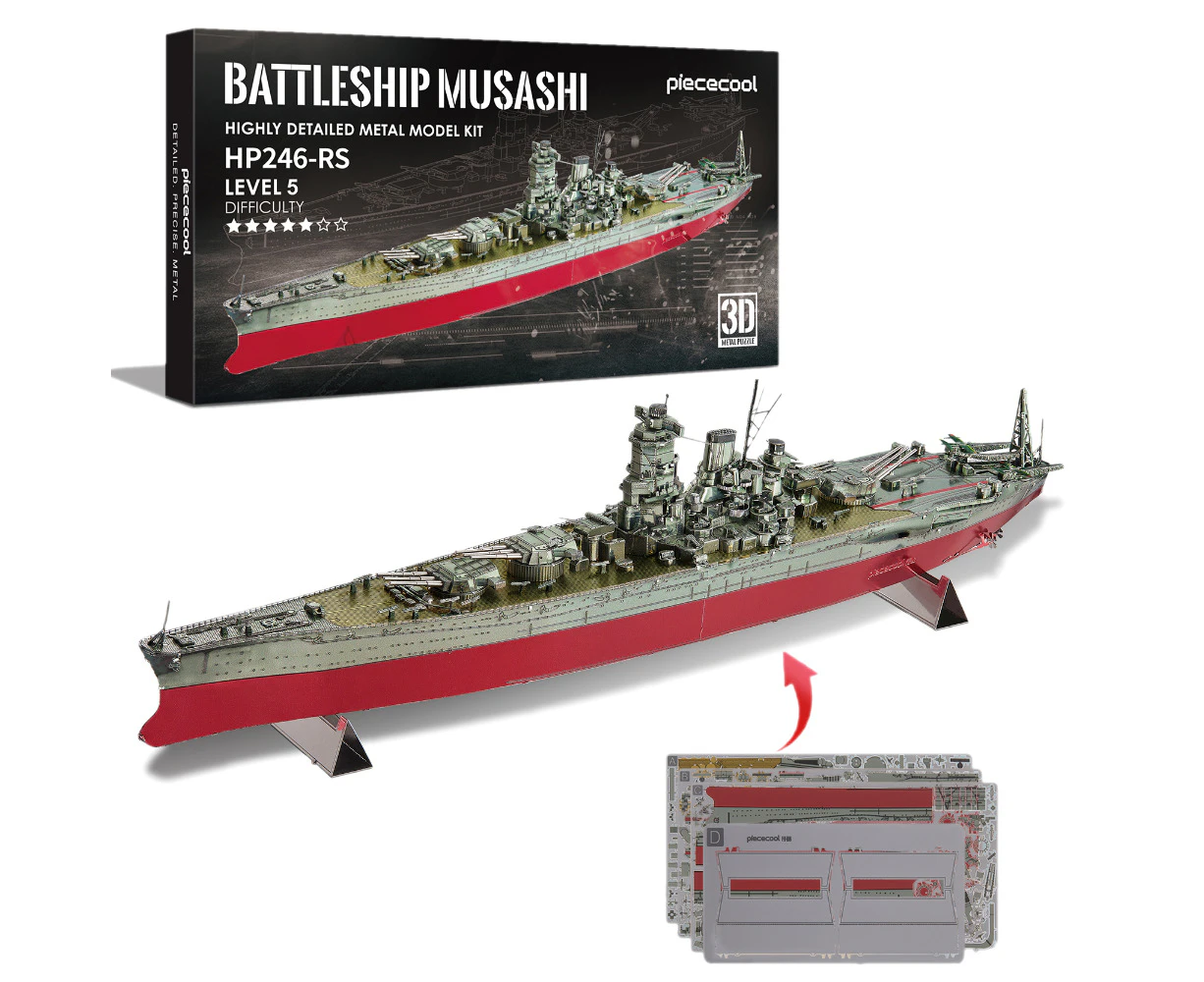 Piececool Metal Model Kits - Model Kit -Battleship Musashi - 3D Puzzle - Hobby Kit