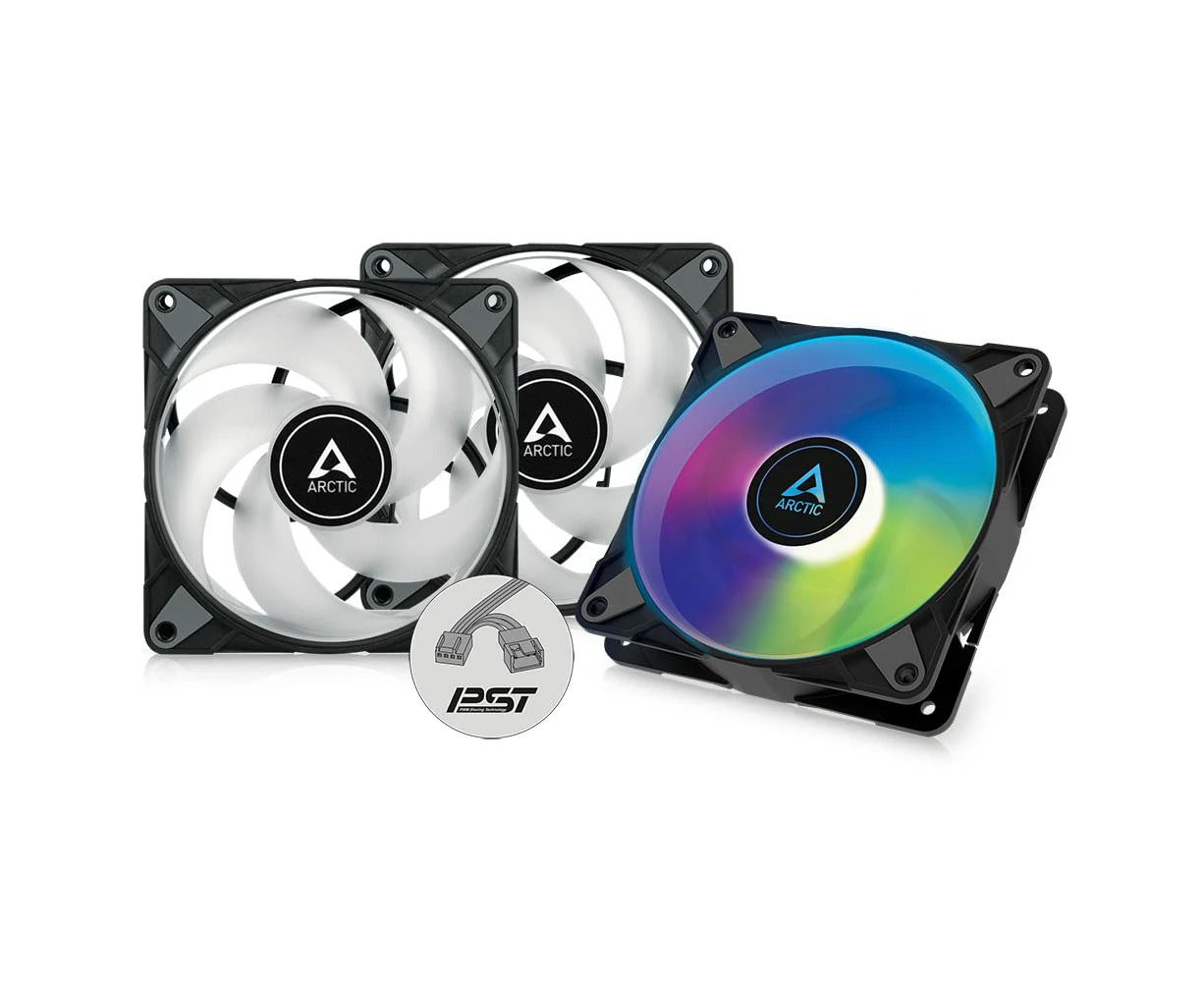 ARCTIC P12 PWM PST A-RGB (3 Pack) - PC Fan, 120mm Fan, PC Case Fan, Optimized for static pressure, Semi-passive: 200-2000 rpm (0 rpm <5%), 5V 3 pin ARGB L