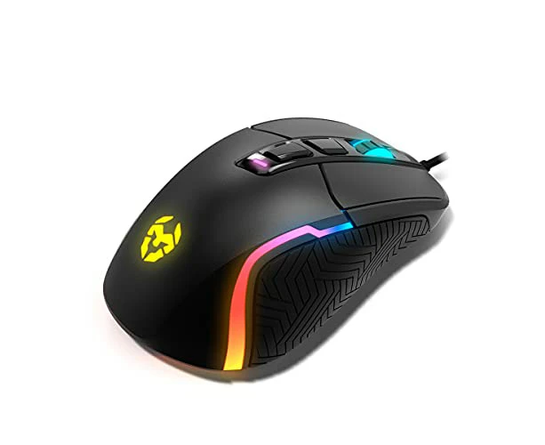 KORM Gaming Kick NXKROMKICK RGB Rainbow Mouse, PixArt 3327 Optical Sensor up to 12000 DPI, 6 DPI Levels (800-6200), Advanced Software, Black