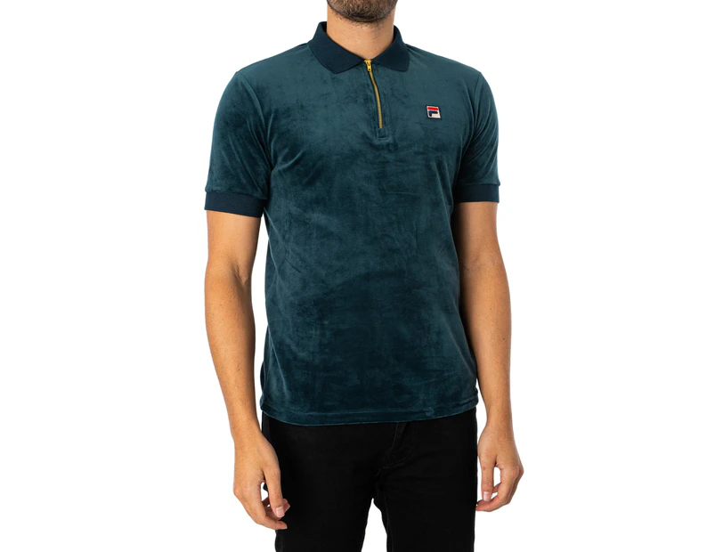 Fila Men's Devon Velour Polo Shirt - Green