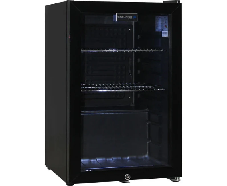 Schmick Black Tropical Double Glazed Glass Door 70 Litre Bar Fridge