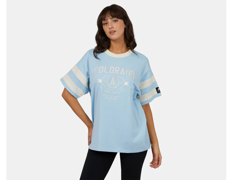 All About Eve Women's Aspen Oversized Athletic Tee / T-Shirt / Tshirt - Light Blue