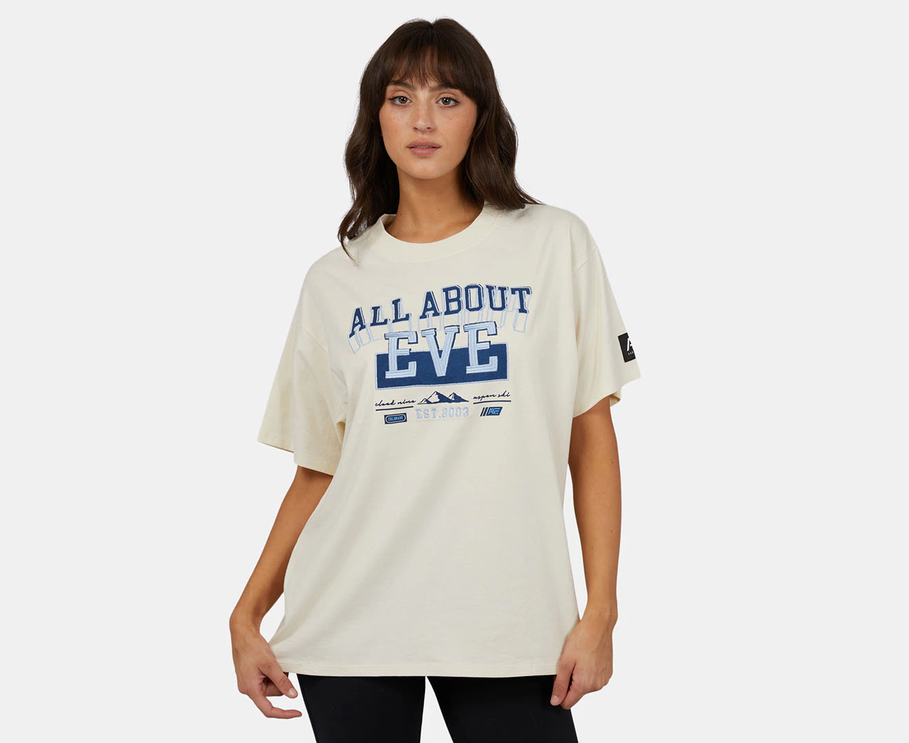 All About Eve Women's Snow Peaks Oversized  Tee / T-Shirt / Tshirt - Vintage White