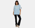 All About Eve Women's Aspen Oversized Athletic Tee / T-Shirt / Tshirt - Light Blue