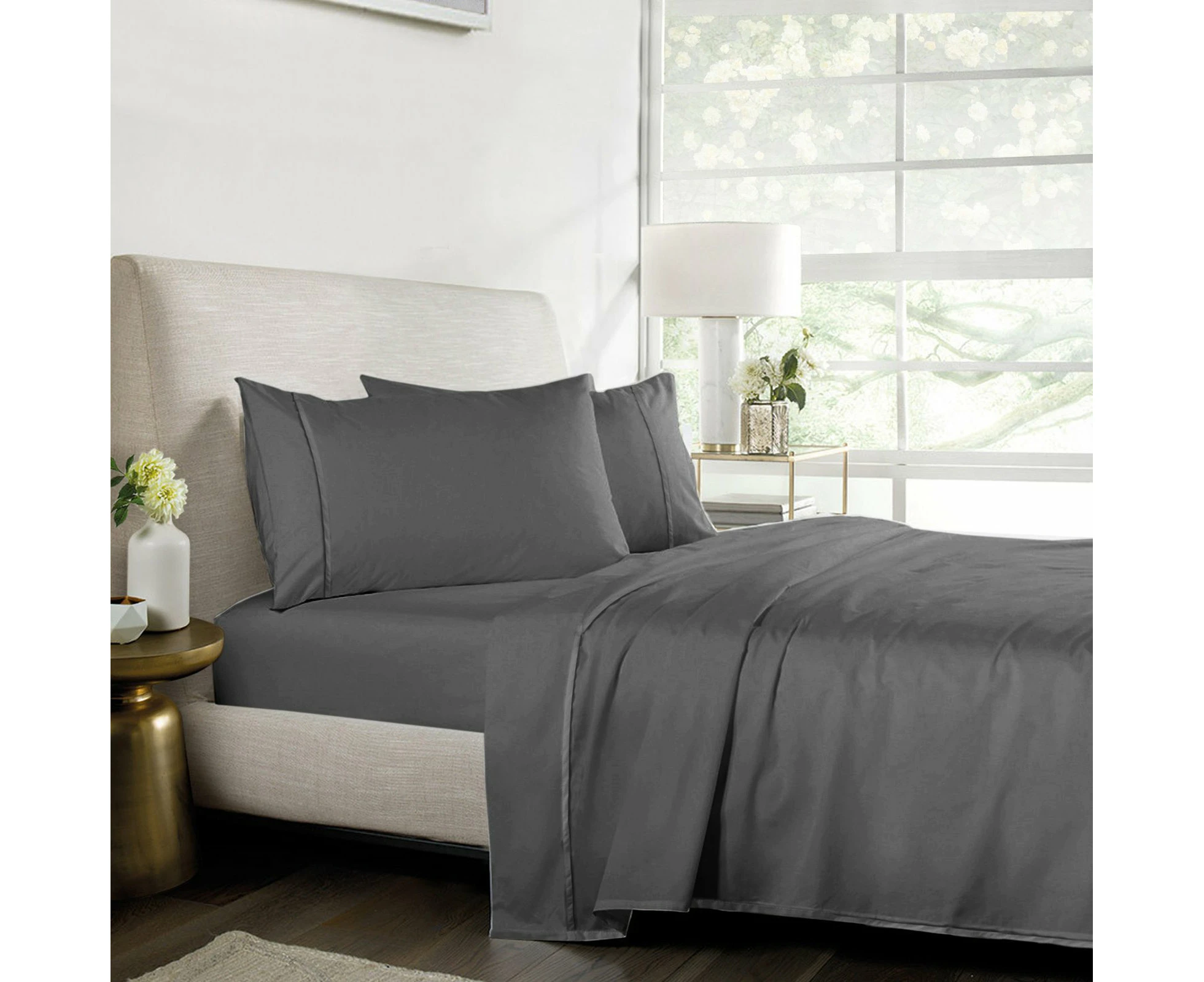 Bedding King 1000TC Pure Egyptian Cotton Sheet Set - Charcoal