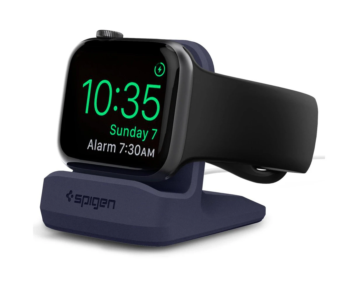 Spigen Apple Watch Series Ultra/2/10/9/8/SE2/7/6/SE/5/4 (38mm-49mm) Charging Dock, Spigen Night Stand S350 Clock Charging Dock for Apple - Midnight Blue