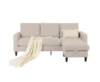 Advwin 3 Seater Sofa 198cm Modular Lounge Couch Corner Sofa with Storage Ottoman Beige