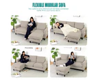 Advwin 3 Seater Sofa 198cm Modular Lounge Couch Corner Sofa with Storage Ottoman Beige