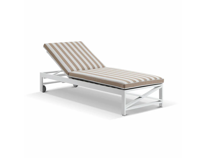 Kansas Outdoor Light Oak Aluminium Sun Lounge with Sunbrella cushion - Outdoor Sun Lounges - Light Oak