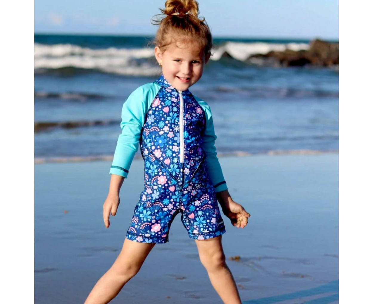 Girls All-in-one Swim Sunsuit | Flower Power