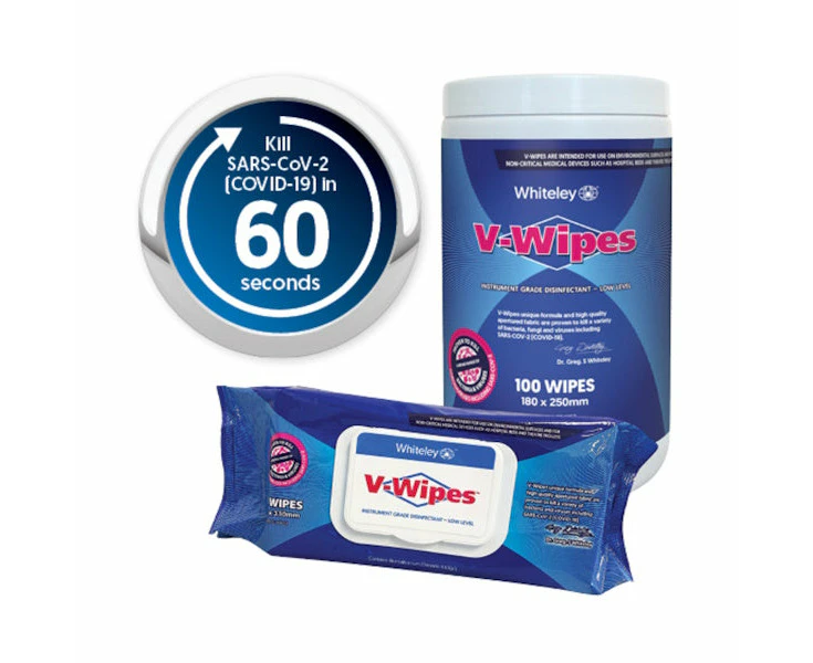 Whiteley Viraclean V Wipes Hospital Grade Disinfectant Wipes - V Wipes 100 Pack