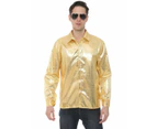 Gold Sequined Disco Shirt Mens Costume Large