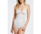 Lace Smooth Shapewear Bodysuit-White-14