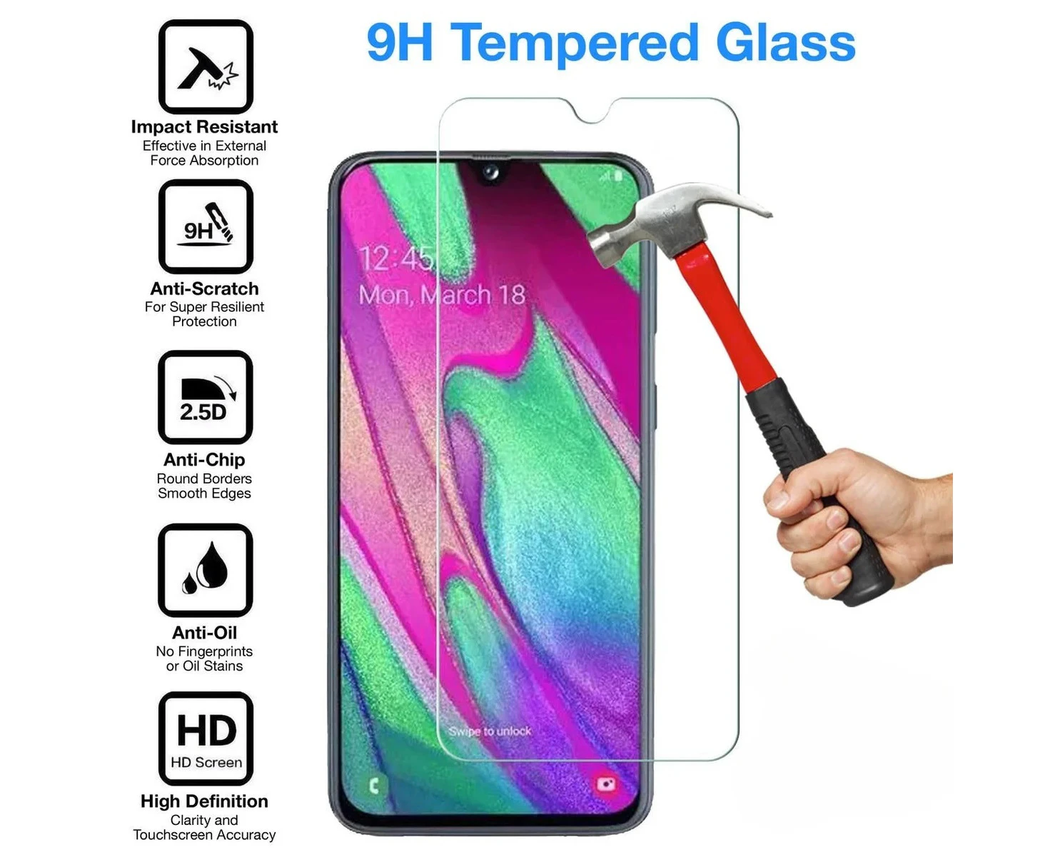 USP Samsung Galaxy A55 5G / Galaxy A35 5G (6.6') Tempered Glass Screen Protector : Full Coverage, 9H Hardness, Bubble-free, Anti-fingerprint