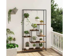 Costway 6-Tier Metal Plant Stand Rack 180cm Indoor Flower Pot Holder w/Hooks Indoor Garden Plant Display Shelf