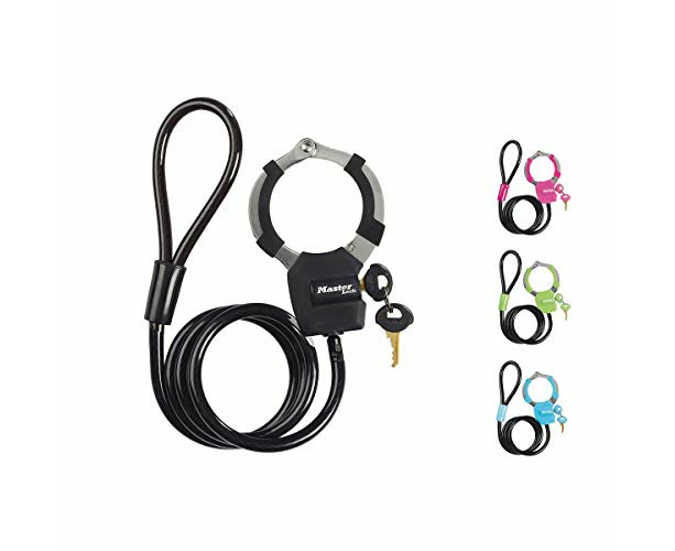 Master Lock 8275EURDPRO Keyed Ca Cable Lock with Cuff [Random color] 8275EURDPRO-Best used for Electric Scooter, Bike, Sport Equipments, Black/Blue/Green/P