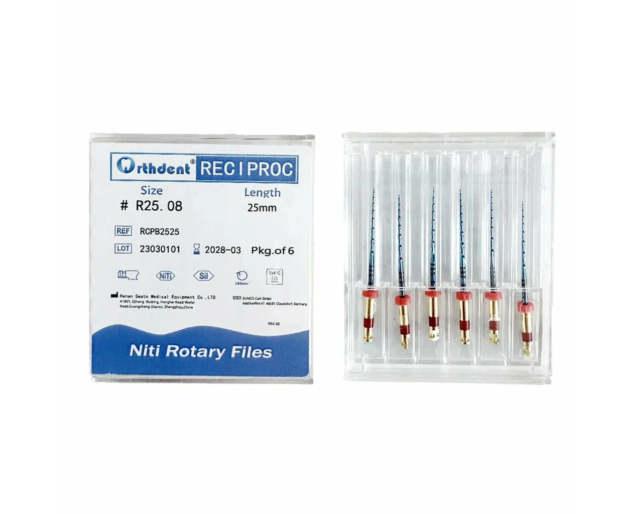 6pcs Box Orthdent Dental Reciprocating Blue Endodontic Files 21 25 31mm Heat Activated One Engine